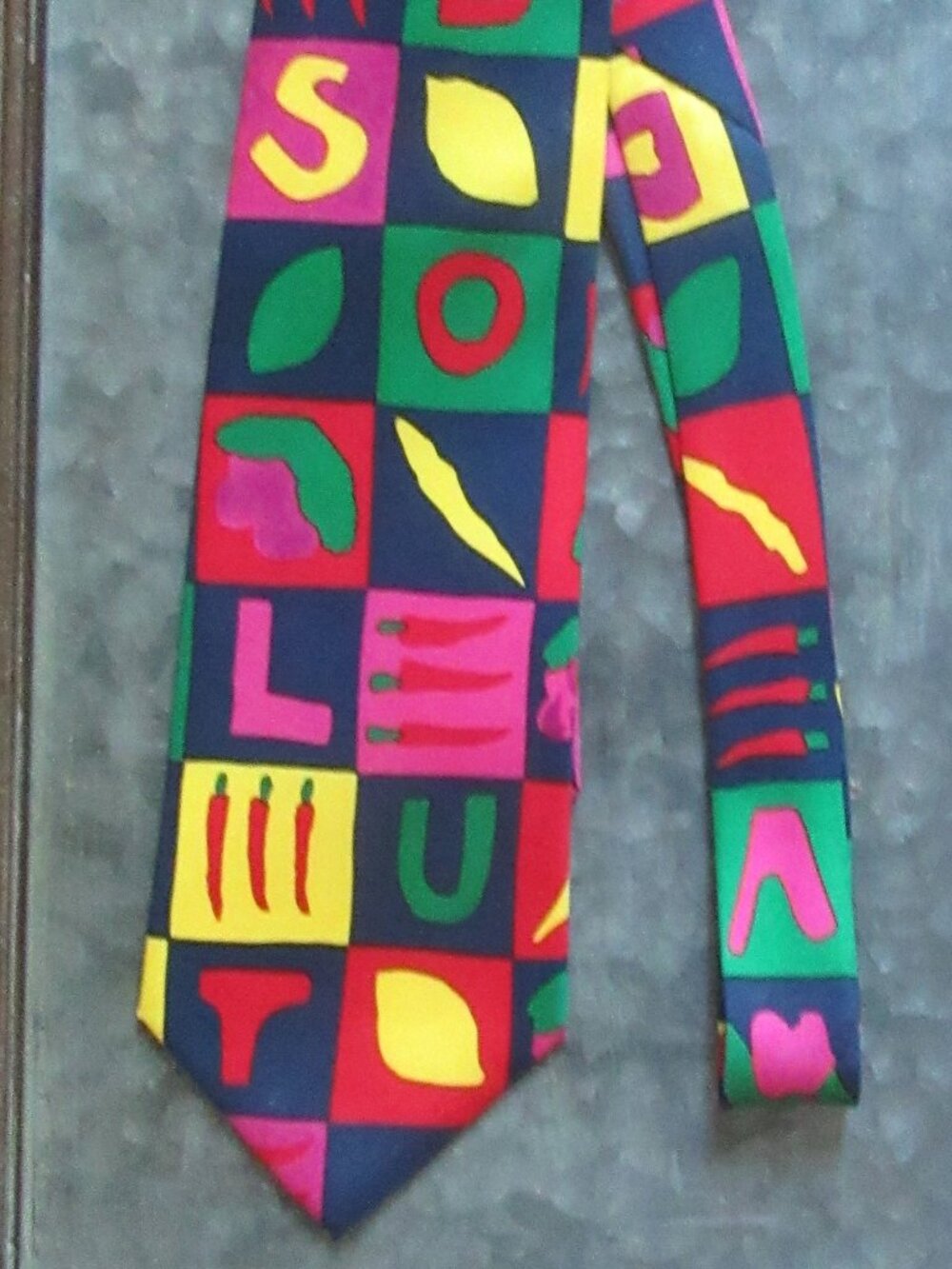 90s Vintage Absolut Vodka 60 in. colorful silk tie designed by Pernilla Forsman